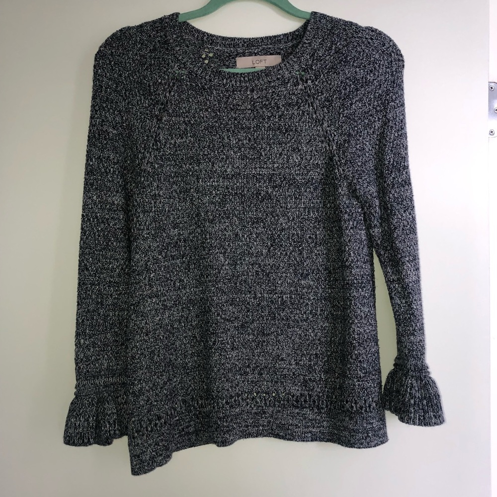 Adorable navy ruffle sleeve cardigan | Loft M